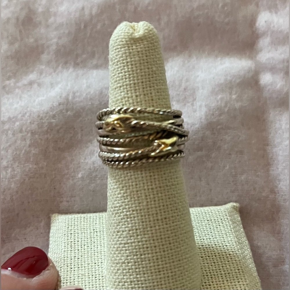 David Yurman Double X Crossover Ring
Sterling Silver with 18K Yellow Gold